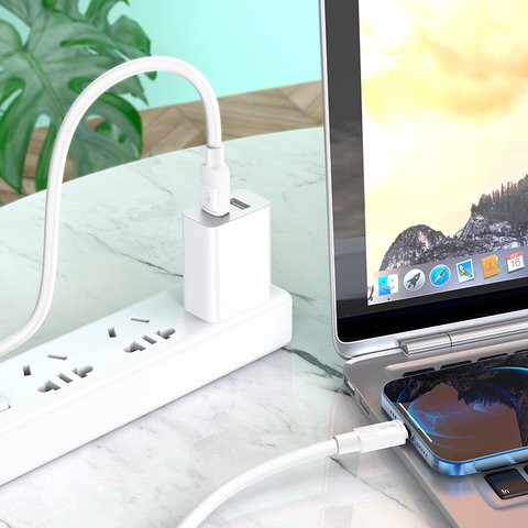 USB кабель Hoco X84, USB тип-A, Lightning, 100 см, 2,4 А, белый, #6931474770974 Превью 2