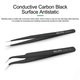 Pinzas para smd RELIFE ESD-15, curvada, antiestática, 120 mm, negro Vista previa  2