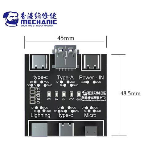 Тестер для USB-кабелів синхронізації та зарядки Mechanic DT3, Lighning/Type - С/Micro usb Прев'ю 2