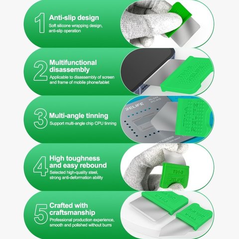 Лопатка RELIFE TD1-A, для разборки мобильных устройств, для BGA реболинга, металл Превью 4