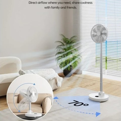 Вентилятор D1201, белый, с дисплеем, с аккумулятором, USB тип-C Превью 2